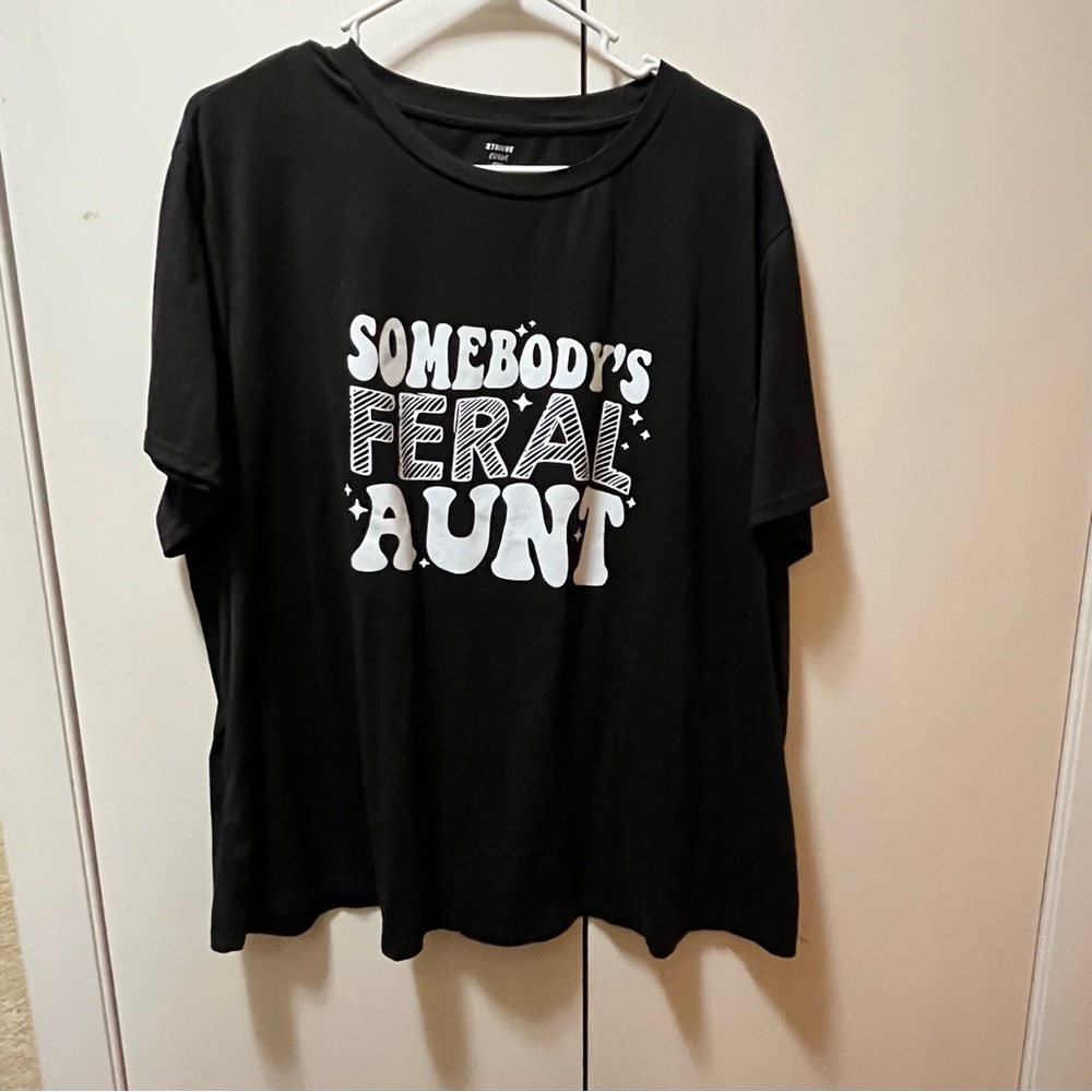 ‘Somebody’s Feral Aunt’ SHEIN Black Graphic Tee - Short Sleeve